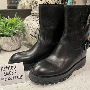 Prada double buckle Moto biker boot